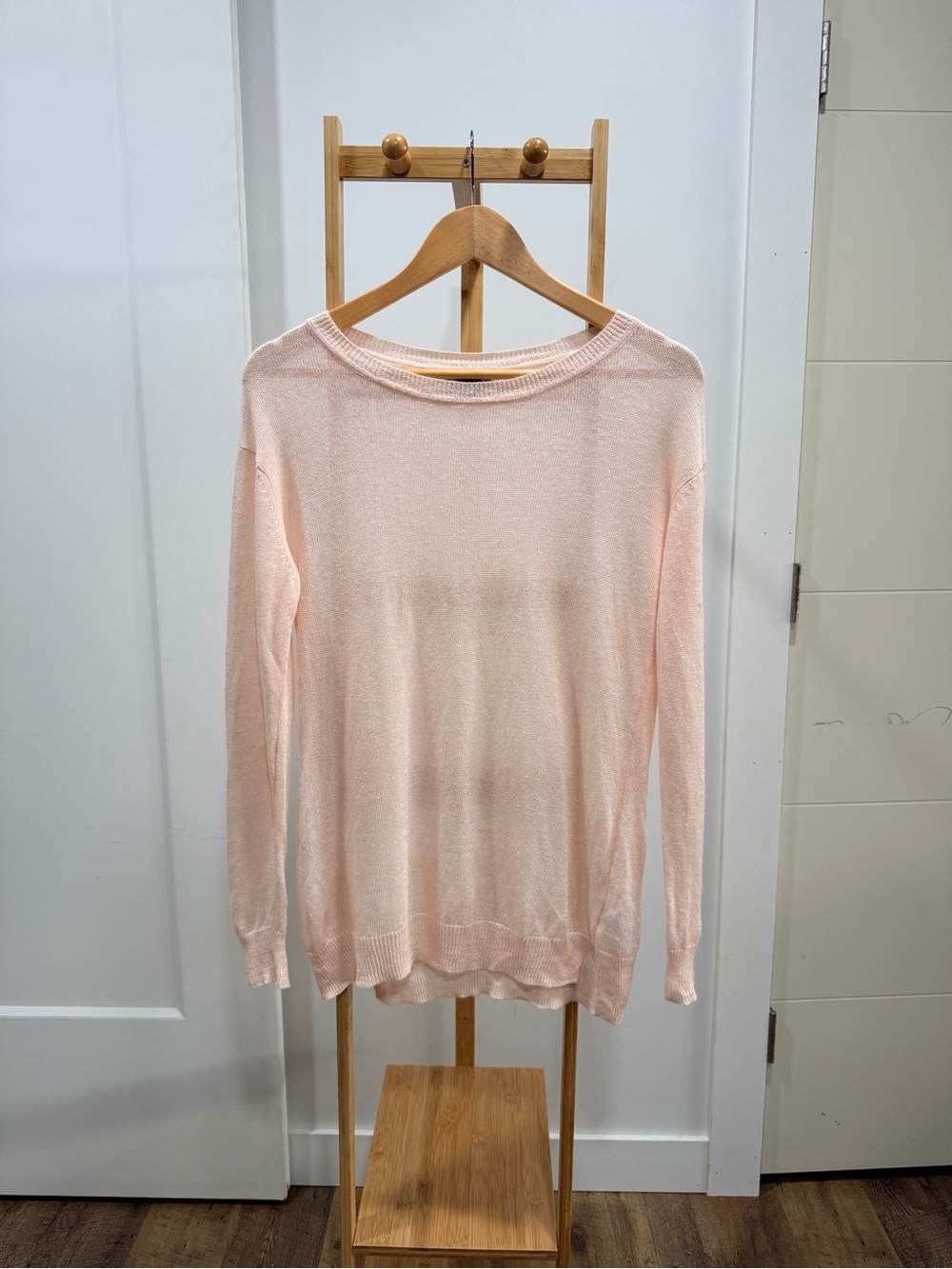 Theory Pale Pink Knit Top (75% Linen)
